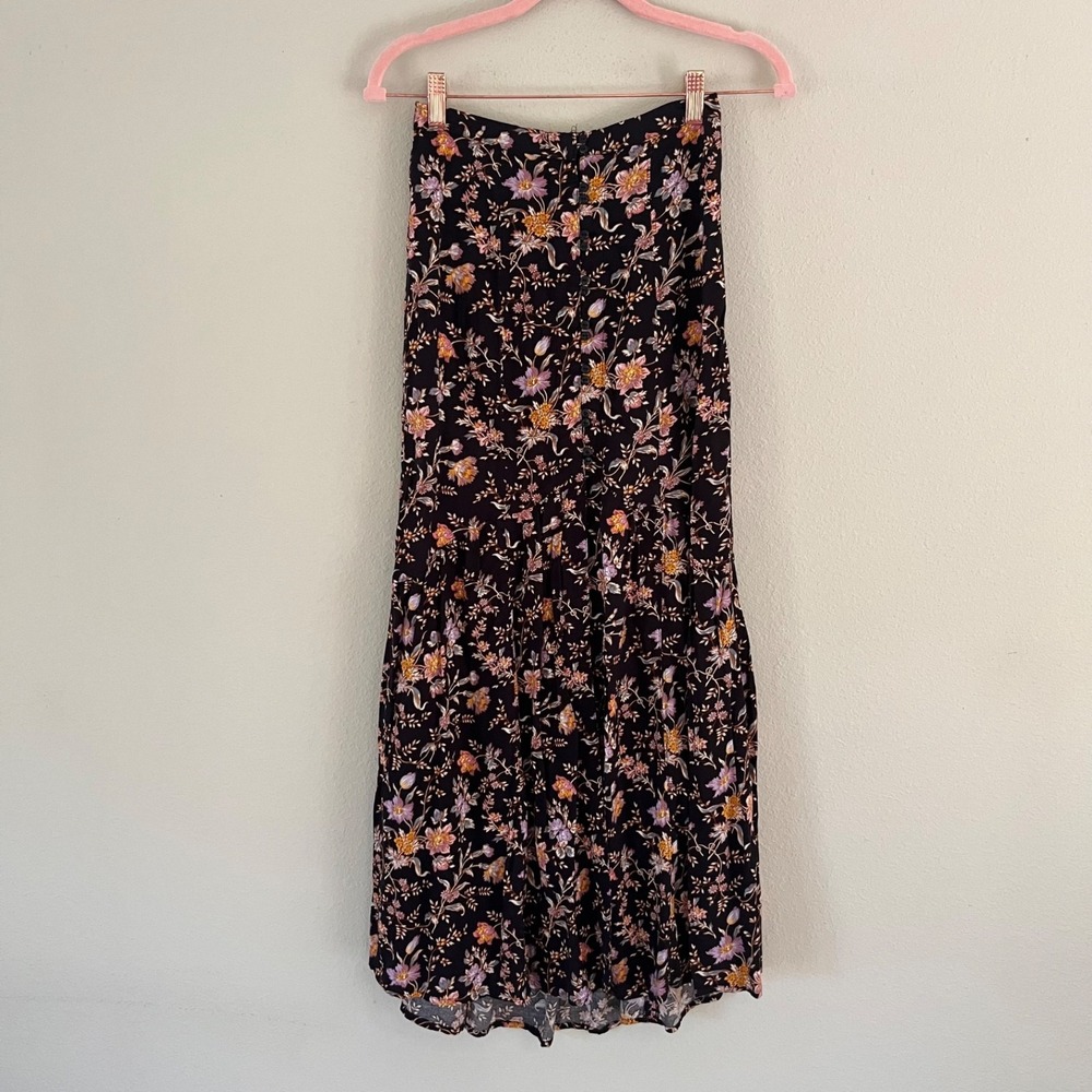 American Eagle Floral Button Slit Front Maxi Skirt XS 0 Whimsigoth Boho 90s - Picture 3 of 9